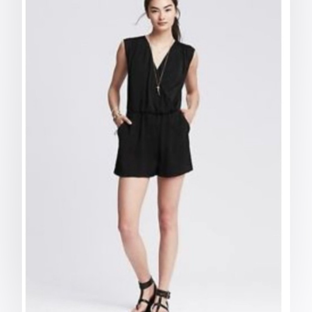 NWT Banana Republic Faux Wrap Black Romper